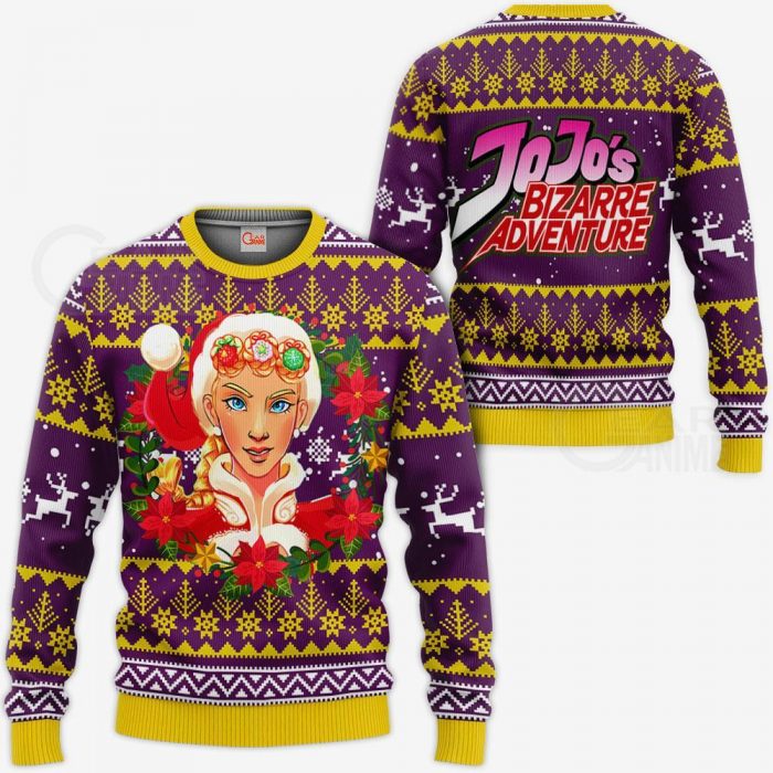 1104 AOP Jojo Characters Ugly Xmas VA Giorno Giovanna 3 MK sweatshirt F 2BB - JJBA Store