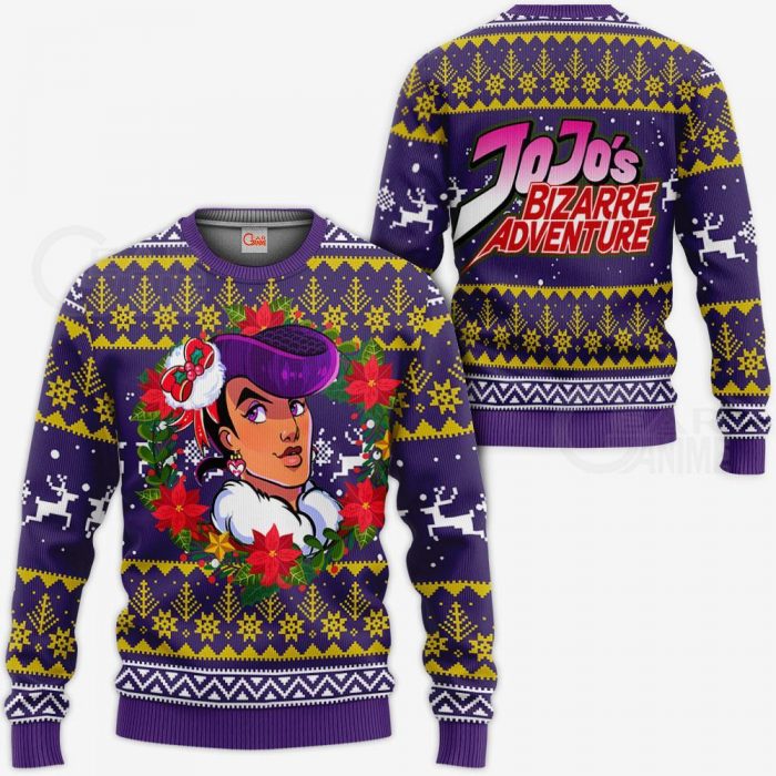 1104 AOP Jojo Characters Ugly Xmas VA Josuke Higashikata 3 MK sweatshirt F 2BB - JJBA Store