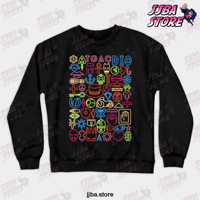 Jjba Jojo Things Crewneck Sweatshirt Black / S