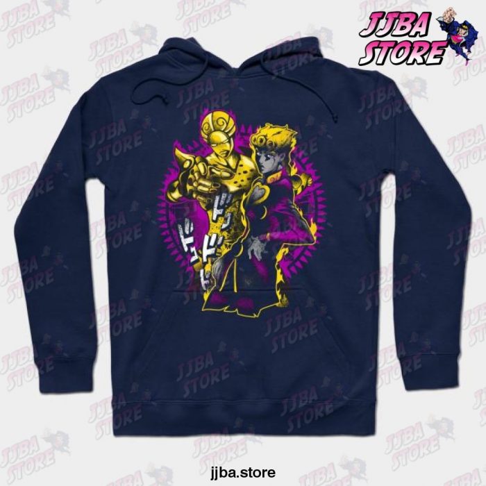 Jjba Unisex Gold Giorno Hoodie Navy Blue / S