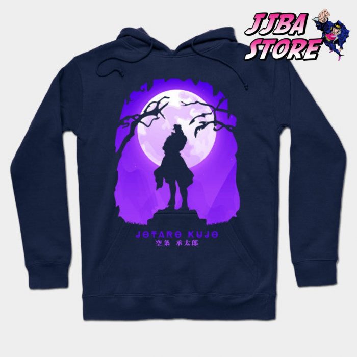 Jjba Jotaro Kujo Shadow Hoodie Navy Blue / S