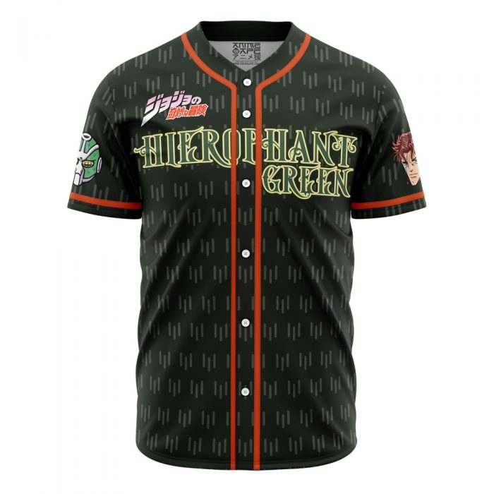 Kakyoin Hierophant Green JBA AOP Baseball Jersey FRONT Mockup - JJBA Store