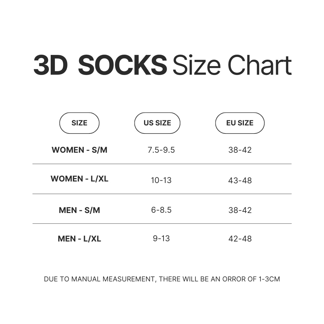 3D Socks Size Chart - JJBA Store