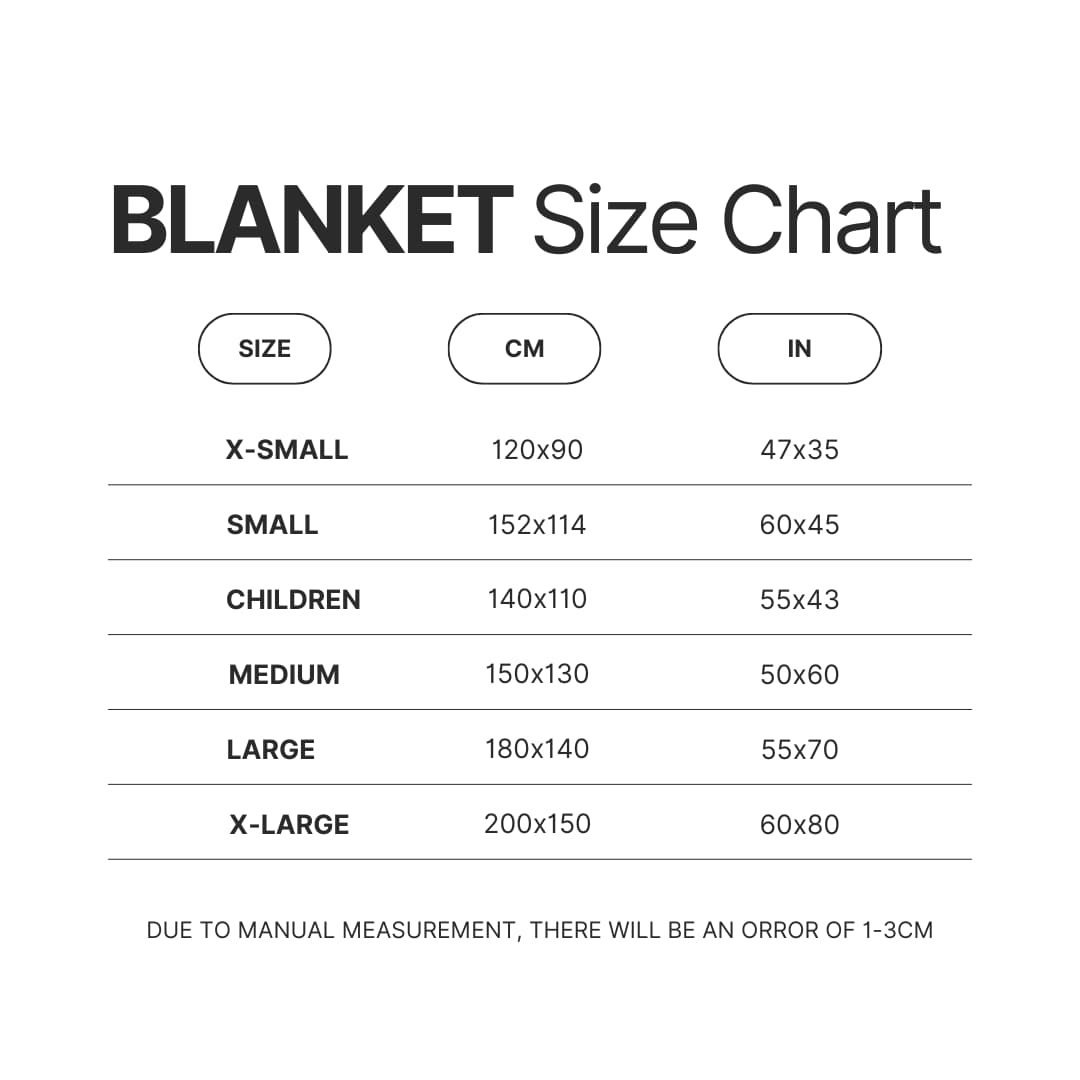 Blanket Size Chart - JJBA Store