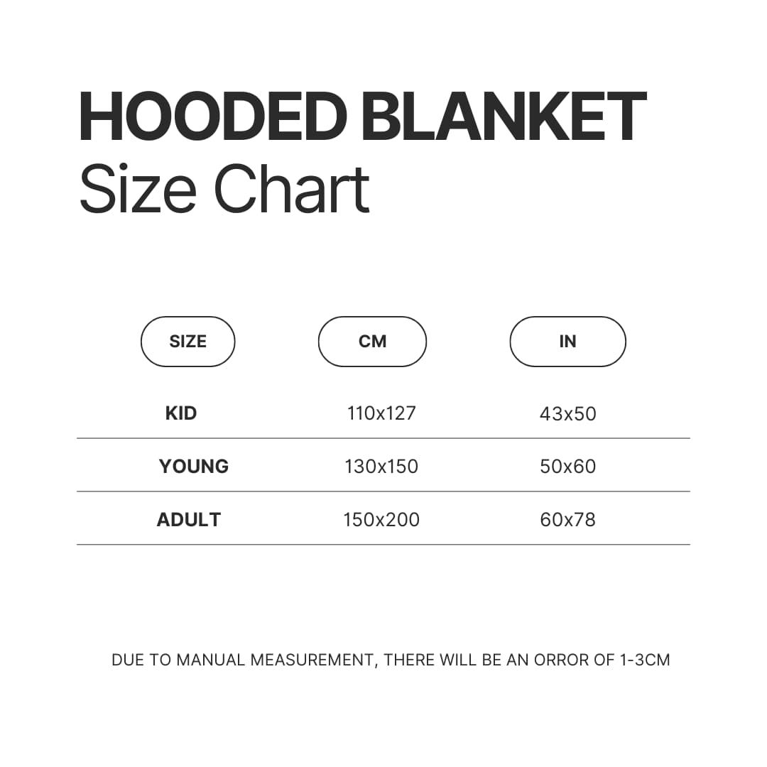 Hooded Blanket Size Chart - JJBA Store