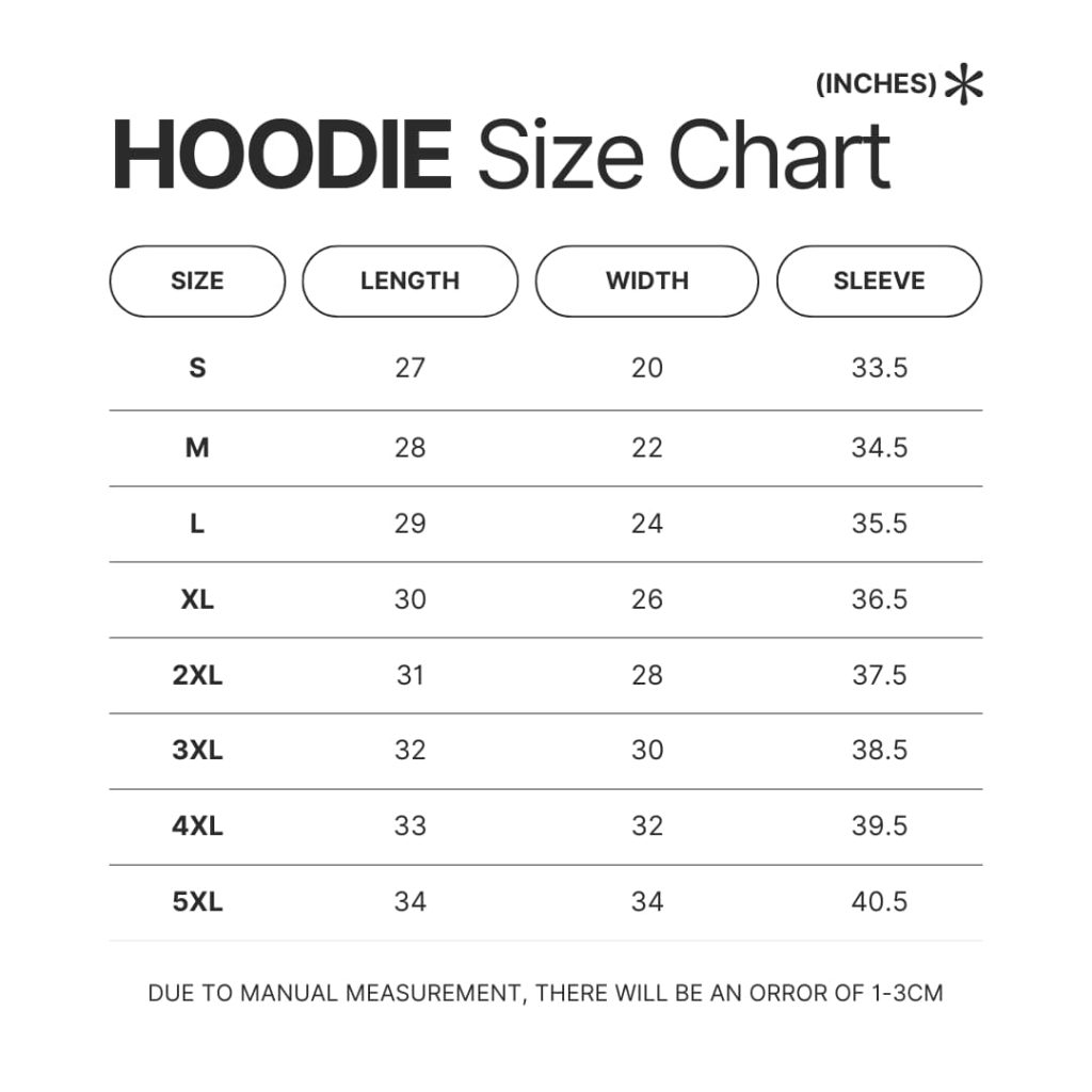 Hoodie Size Chart - JJBA Store