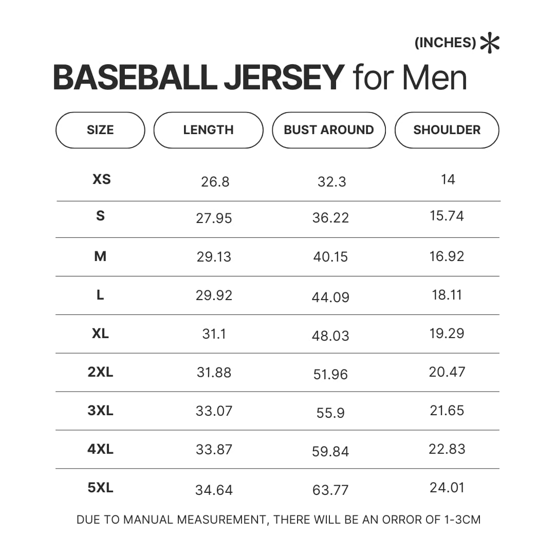 Men Baseball Jersey Size Chart - JJBA Store