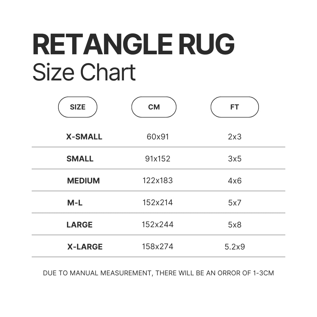 Retangle Rug Size Chart - JJBA Store